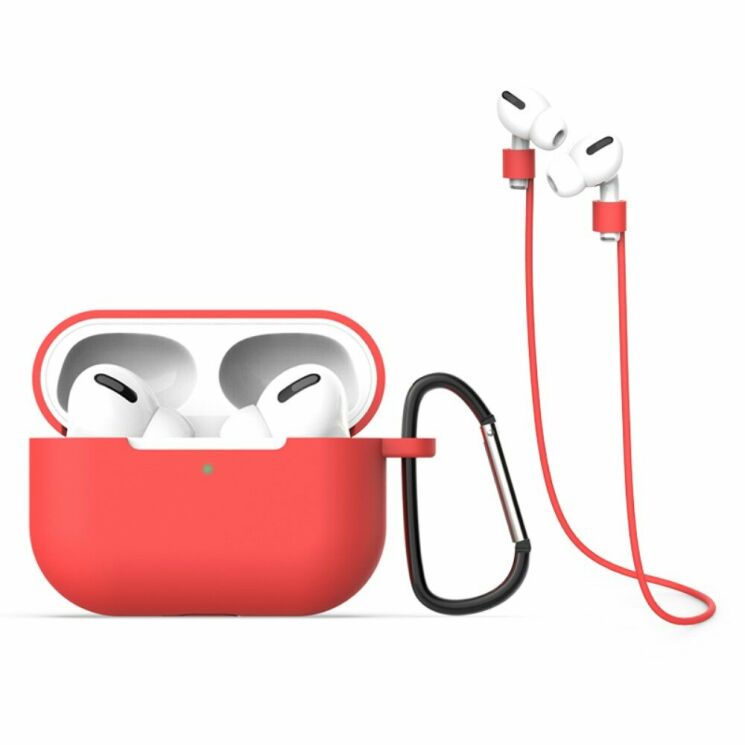 Захисний чохол Deexe Double Protect with Buckle для Apple AirPods Pro - Red: фото 1 з 7