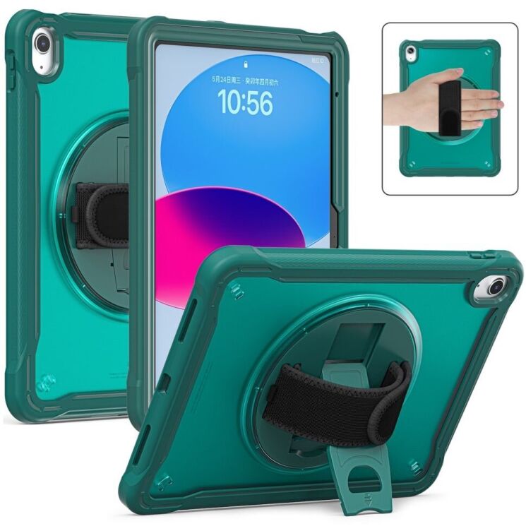 Защитный чехол Deexe Handstrap Сase для Apple iPad 10.9 (2022) / iPad 11 (2025) - Midnight Green: фото 1 из 12