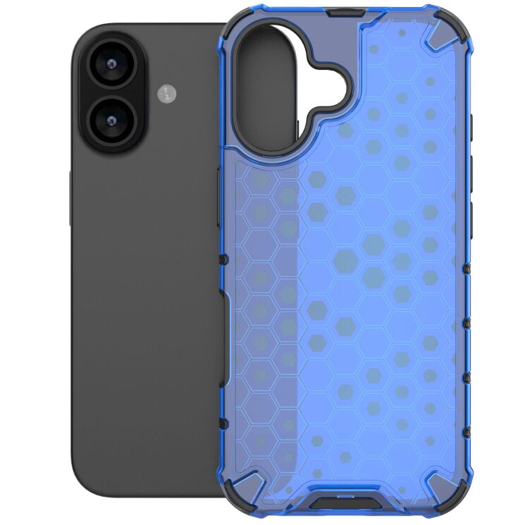 Захисний чохол Deexe Honeycomb Series для Apple iPhone 17 - Blue: фото 2 з 6