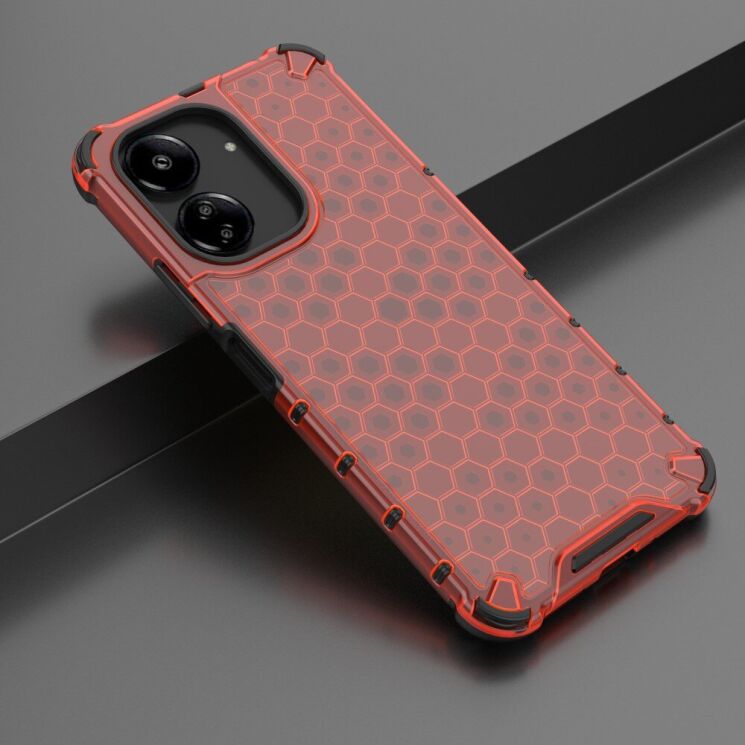 Защитный чехол Deexe Honeycomb Series для Xiaomi Redmi 13C / Poco C65 - Red: фото 2 из 5