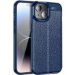 Защитный чехол Deexe Leather Cover для Apple iPhone 15 - Blue (329512L)
