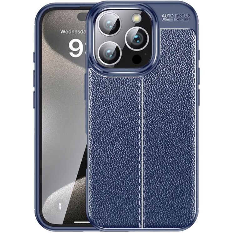 Защитный чехол Deexe Leather Cover для Apple iPhone 16 Pro Max - Blue: фото 1 из 5