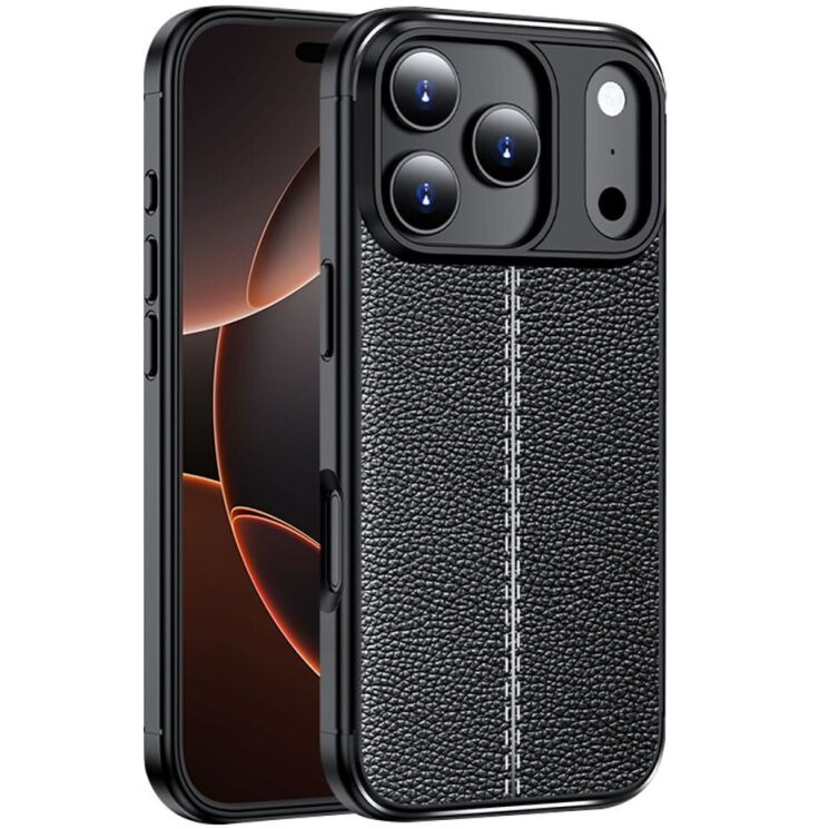 Захисний чохол Deexe Leather Cover для Apple iPhone 17 Pro Max - Black: фото 1 з 6