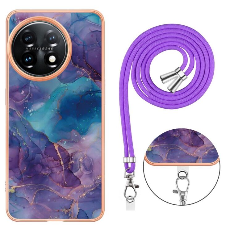 Защитный чехол Deexe Marble Case with Strap для OnePlus 11 - Purple: фото 4 из 7