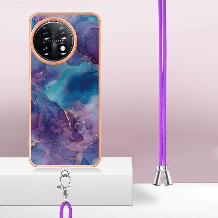 Защитный чехол Deexe Marble Case with Strap для OnePlus 11 - Purple: фото 3 из 7