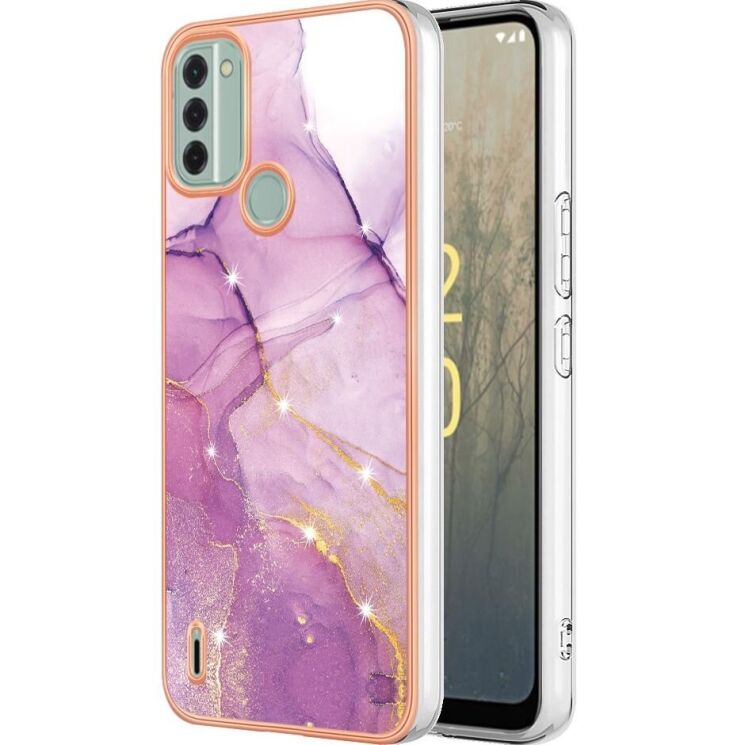 Защитный чехол Deexe Marble Style для Nokia C31 - Light Purple: фото 1 из 6