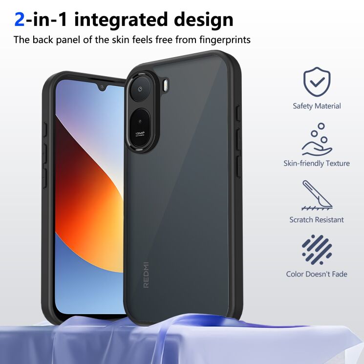 Защитный чехол Deexe Matte Skin для Xiaomi Redmi A7 Pro - Transparent Black: фото 2 из 8