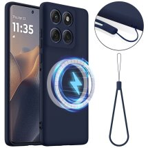 Захисний чохол Deexe Silicone Case with MagSafe для Motorola Edge 60 Pro - Dark Blue: фото 1 з 8