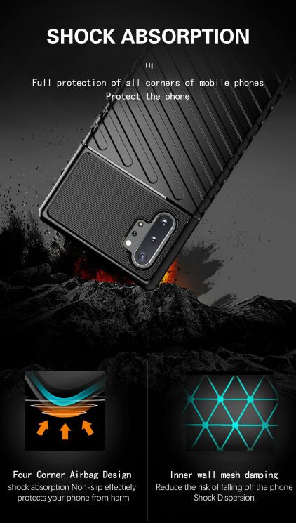 Захисний чохол Deexe Thunder Series для Samsung Galaxy Note 10+ (N975) - Black: фото 6 з 12