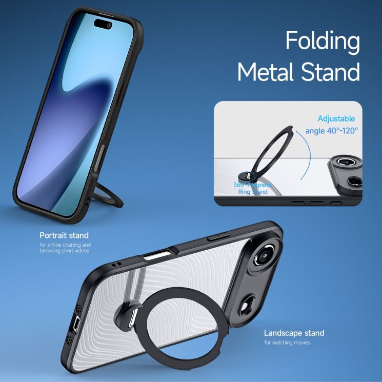 Защитный чехол DUX DUCIS Aimo Mag Series with Folding Stand для Apple iPhone 17 Air - Black: фото 4 из 9