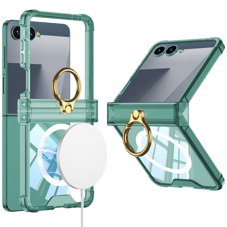 Защитный чехол GKK AirBag Mag with Ring для Samsung Galaxy Flip 7 - Green: фото 1 из 8