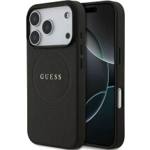 Захисний чохол Guess Grained Gold Ring MagSafe для iPhone 18 Pro / 17 Pro (GUHMP18LPGHSMMK) - Black: фото 1 з 7