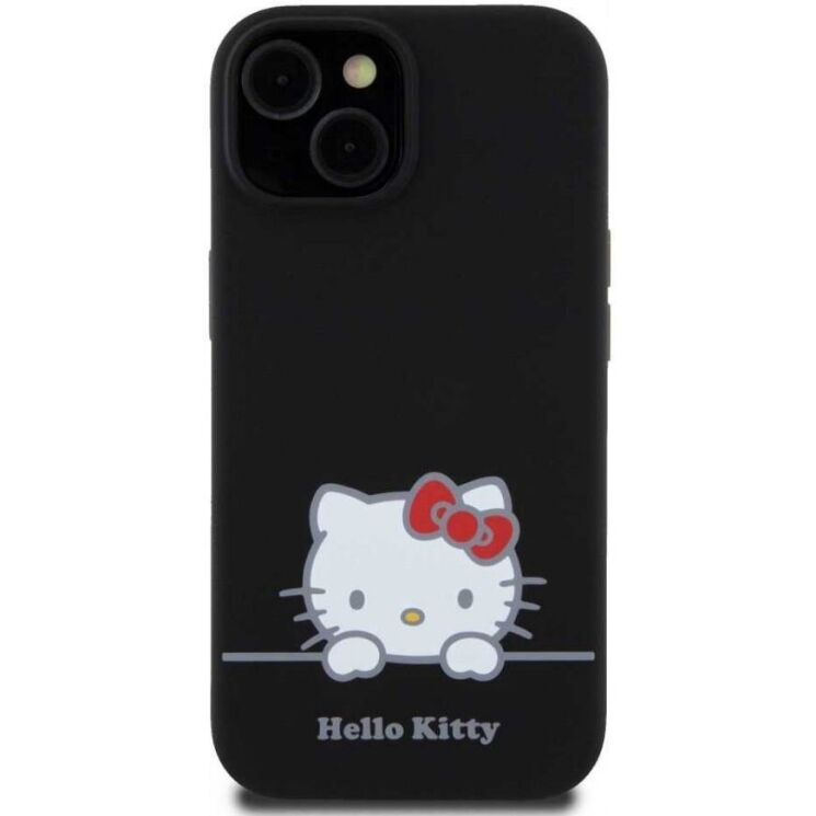 Захисний чохол Hello Kitty Liquid Silicone для Apple iPhone 15 - Black: фото 2 з 7
