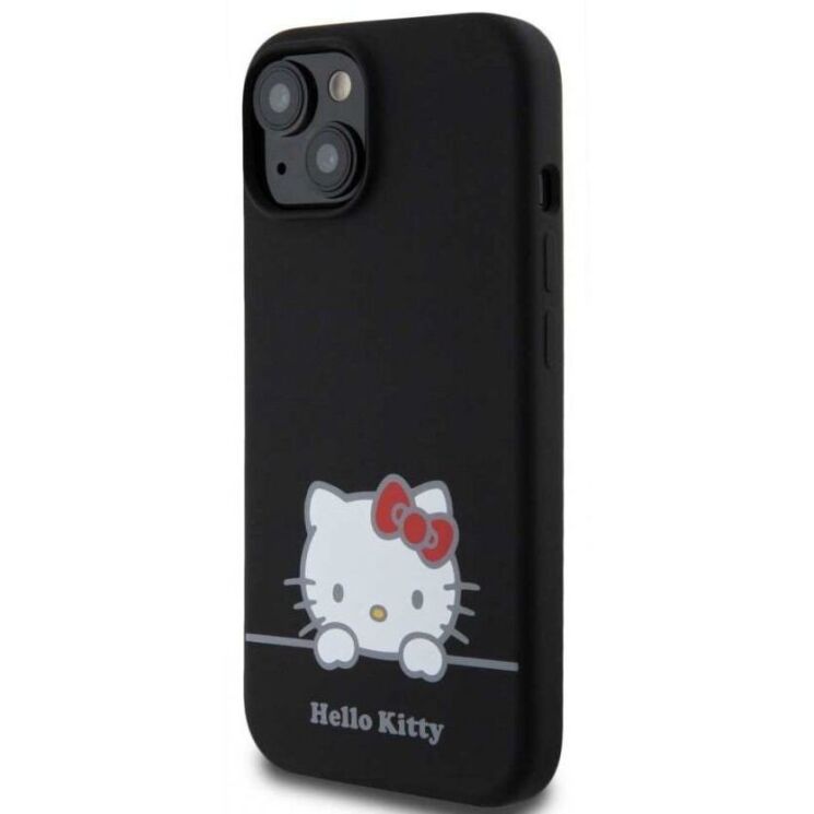 Захисний чохол Hello Kitty Liquid Silicone для Apple iPhone 15 - Black: фото 3 з 7