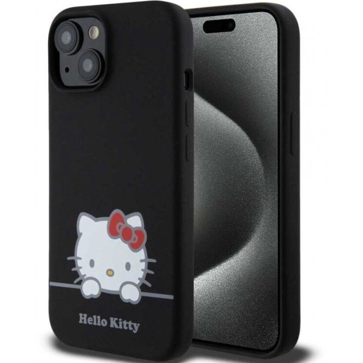 Захисний чохол Hello Kitty Liquid Silicone для Apple iPhone 15 - Black: фото 1 з 7