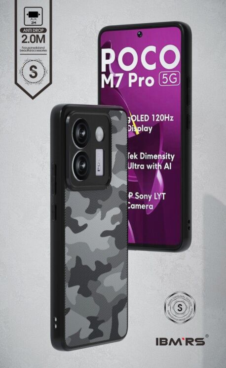 Захисний чохол IBMRS Military для Xiaomi Poco M7 Pro - Artistic Camouflage: фото 2 з 7