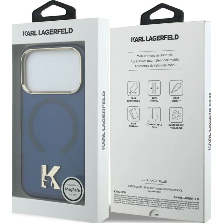Защитный чехол Karl Lagerfeld IML K Head Logo MagSafe для iPhone 17 Pro Max (KLHMP17X5HTMKHDB) - Blue: фото 8 из 8