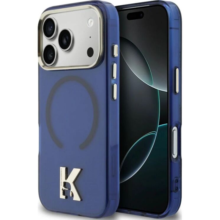 Защитный чехол Karl Lagerfeld IML K Head Logo MagSafe для iPhone 17 Pro Max (KLHMP17X5HTMKHDB) - Blue: фото 1 из 8