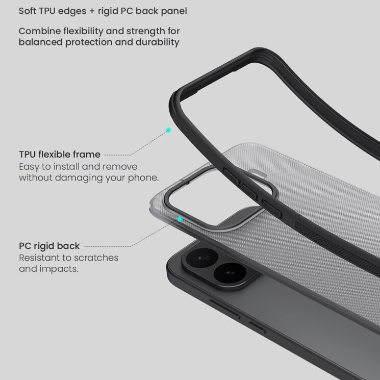 Защитный чехол NILLKIN Super Frosted Shield Pro для Xiaomi 17T Pro - Transparent Black: фото 10 из 13