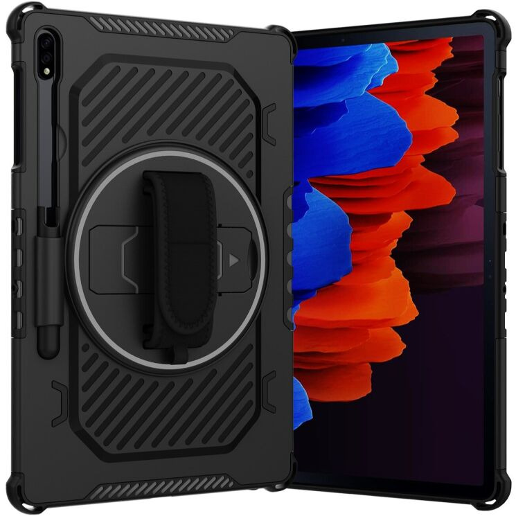 Защитный чехол Reframe Kickstand Strap для Samsung Galaxy Tab S7 FE / S7 Plus / S8 Plus / S9 Plus (T730/736/800/806/970/975/810/816) - Black: фото 3 из 19