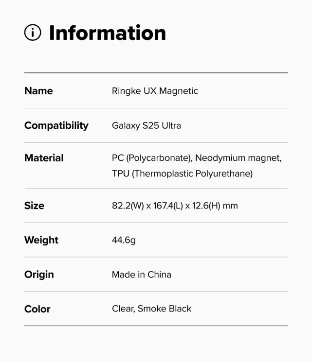 Защитный чехол Ringke UX Magnetic для Samsung Galaxy S25 Ultra (S938) 8800293851684 - Smoke Black (379554SB) Защитный чехол Ringke UX Magnetic для Samsung Galaxy S25 Ultra (S938) 8800293851684 - Smoke Black: фото 19 из 19