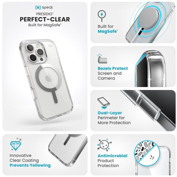 Защитный чехол Speck Presidio Perfect MagSafe для iPhone 16 Pro (150762-3240) - Clear: фото 5 из 9