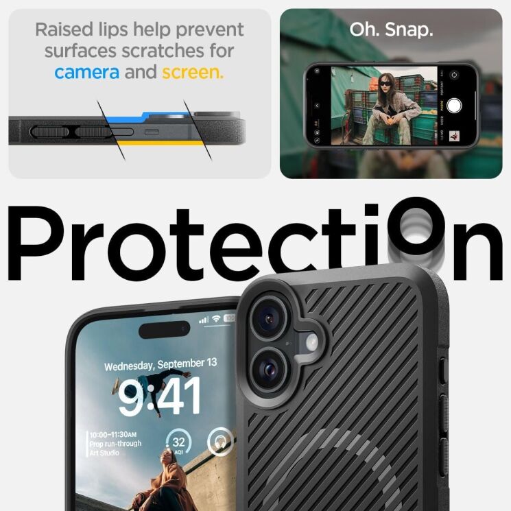 Защитный чехол Spigen (SGP) Core Armor (MagFit) для Apple iPhone 16 - Matte Black: фото 11 из 13