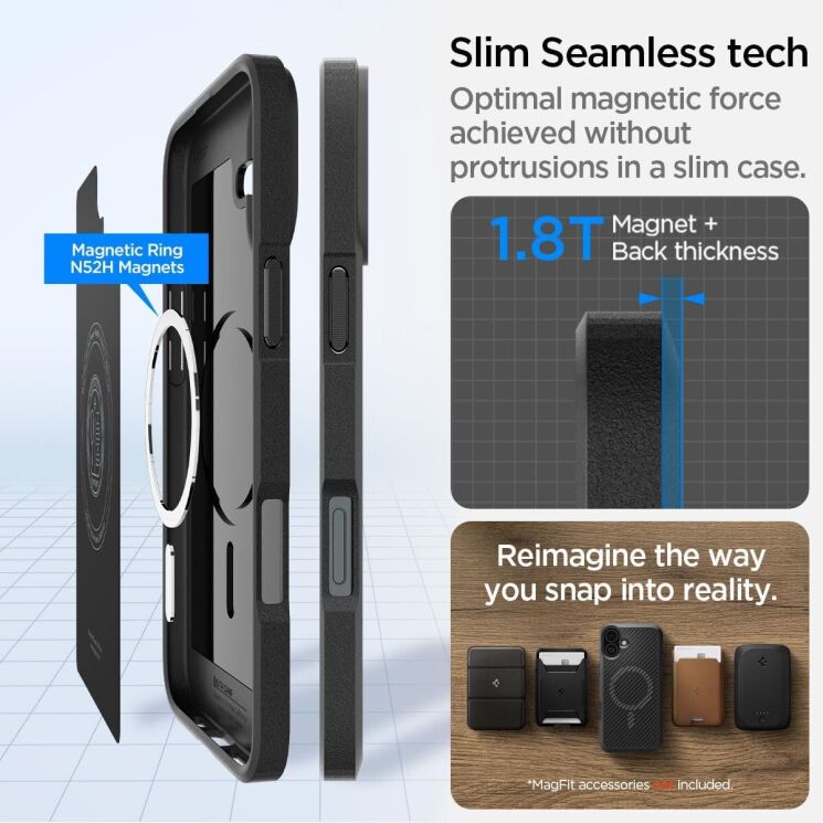 Защитный чехол Spigen (SGP) Core Armor (MagFit) для Apple iPhone 16 - Matte Black: фото 9 из 13