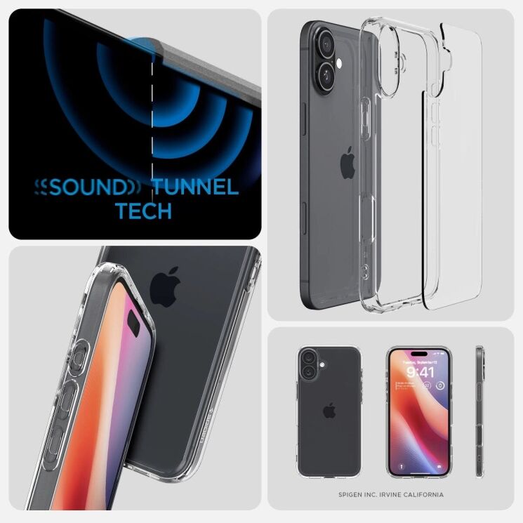 Защитный чехол Spigen (SGP) Crystal Hybrid для Apple iPhone 16 (ACS08224) - Crystal Clear: фото 12 из 12