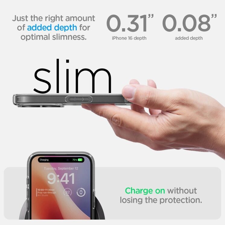 Защитный чехол Spigen (SGP) Crystal Hybrid для Apple iPhone 16 (ACS08224) - Crystal Clear: фото 11 из 12