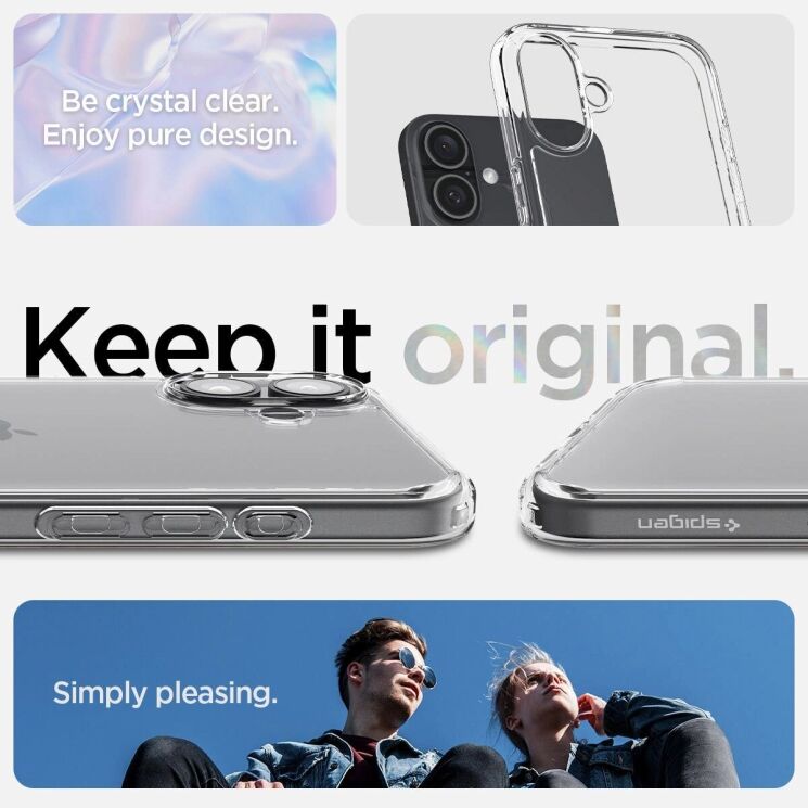 Защитный чехол Spigen (SGP) Crystal Hybrid для Apple iPhone 16 (ACS08224) - Crystal Clear: фото 8 из 12