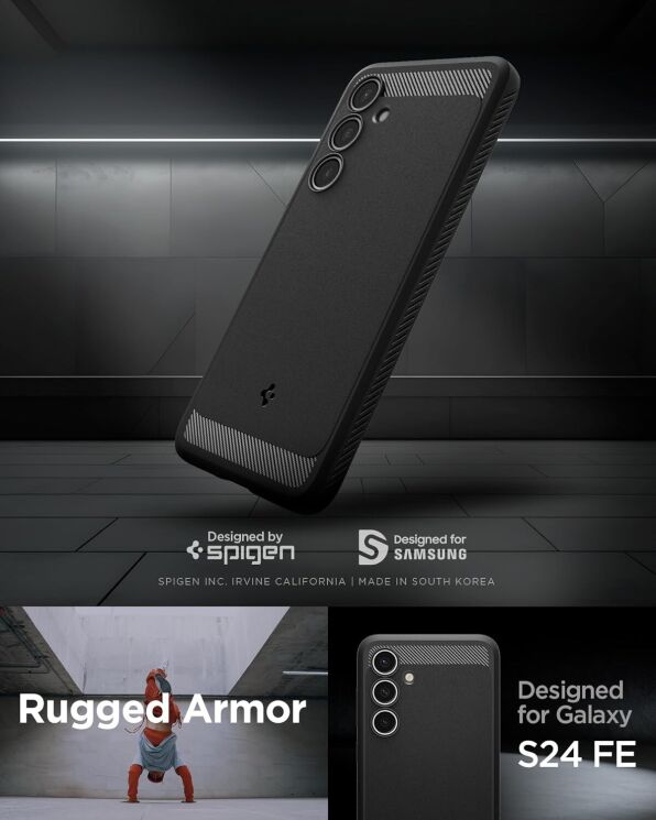 Защитный чехол Spigen (SGP) Rugged Armor для Samsung Galaxy S24 FE (S721) - Black: фото 11 из 16