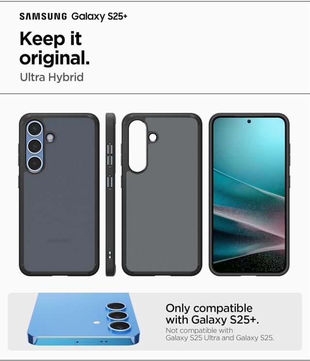 Захисний чохол Spigen (SGP) Ultra Hybrid для Samsung Galaxy S25 Plus (S936) ACS08986 - Frost Black: фото 11 з 16