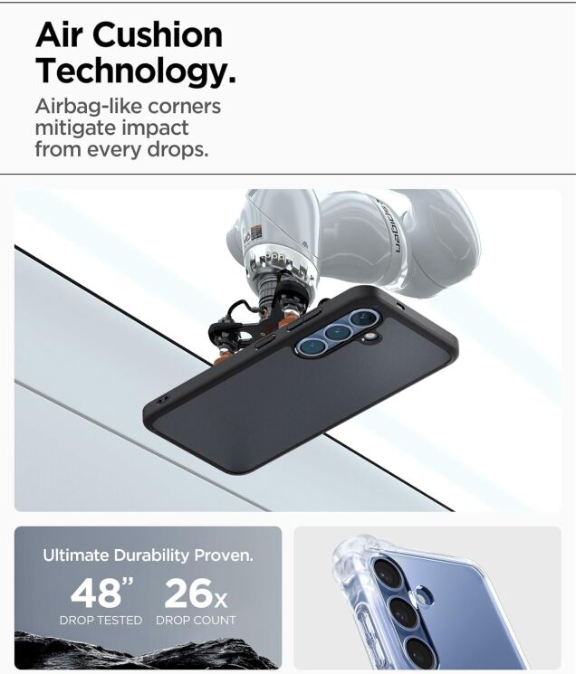 Захисний чохол Spigen (SGP) Ultra Hybrid для Samsung Galaxy S25 Plus (S936) ACS08986 - Frost Black: фото 14 з 16
