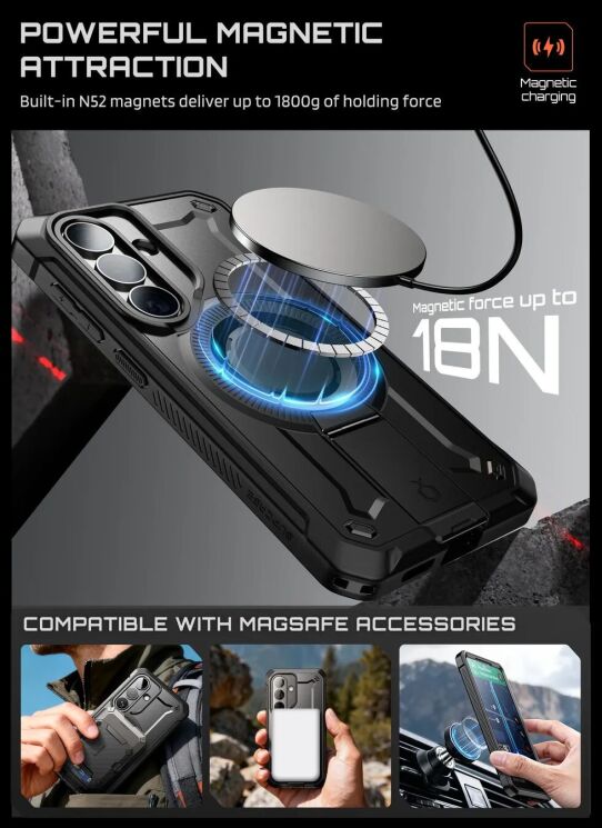 Защитный чехол Supcase Unicorn Beetle Pro MagSafe для Samsung Galaxy S26 (S942) 843439160842 - Black: фото 9 из 11