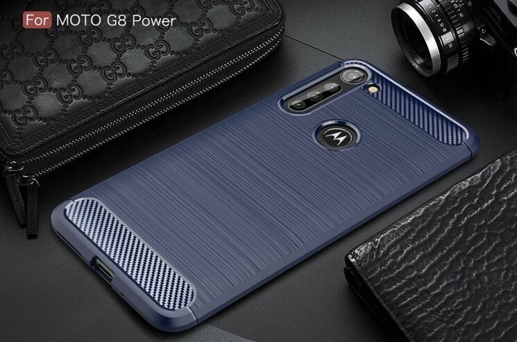 Защитный чехол UniCase Carbon для Motorola Moto G8 Power - Blue: фото 2 из 11