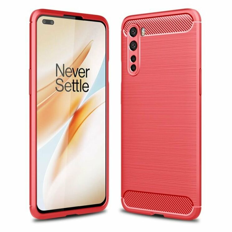 Защитный чехол UniCase Carbon для OnePlus Nord - Red: фото 1 из 11