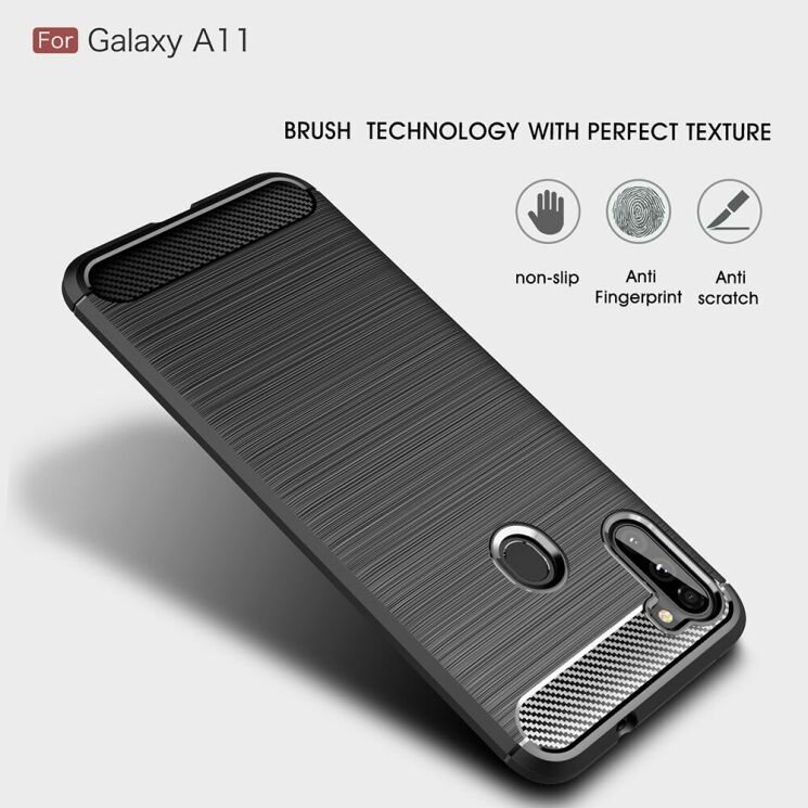 Захисний чохол UniCase Carbon для Samsung Galaxy A11 (A115) - Black: фото 3 з 10