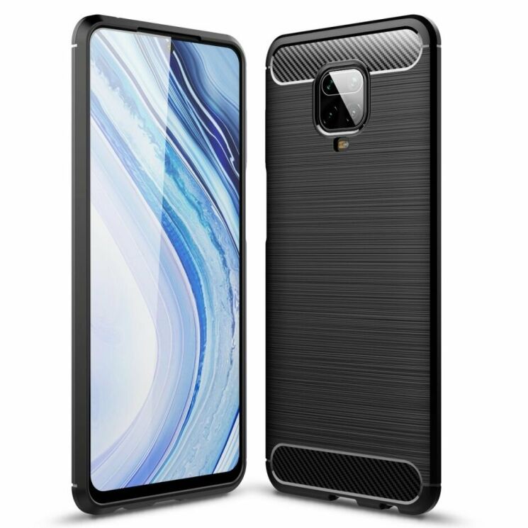 Захисний чохол UniCase Carbon для Xiaomi Redmi Note 9 Pro Max - Black: фото 1 з 11