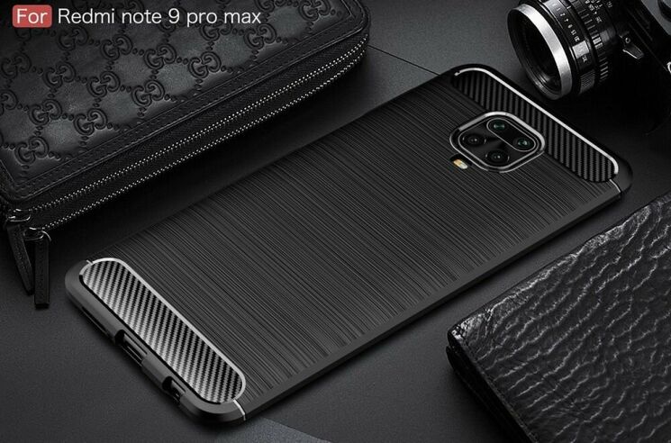 Захисний чохол UniCase Carbon для Xiaomi Redmi Note 9 Pro Max - Black: фото 2 з 11