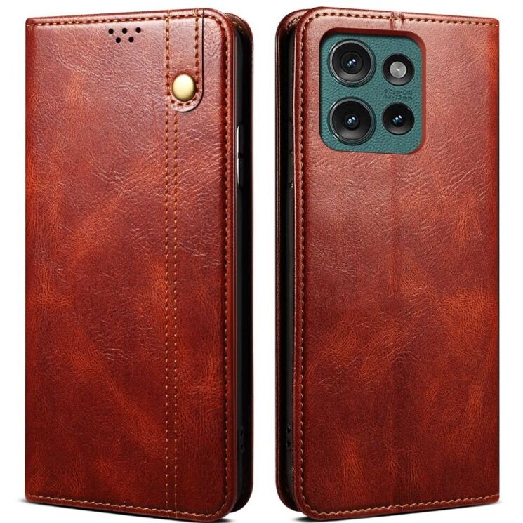 Защитный чехол UniCase Leather Wallet для Motorola Edge 50 Neo - Brown: фото 1 из 7