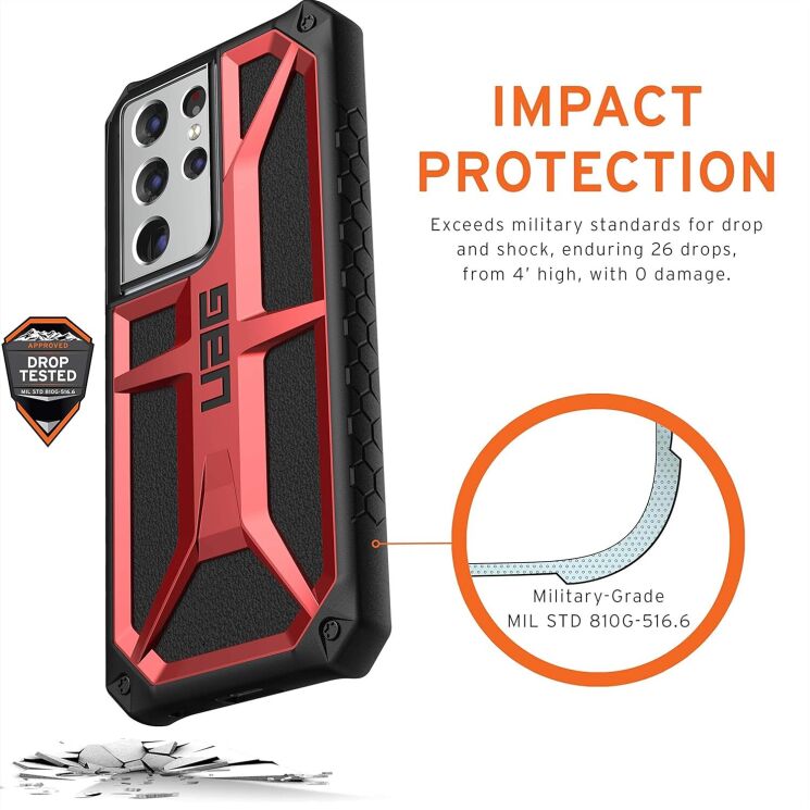 Защитный чехол URBAN ARMOR GEAR (UAG) Monarch для Samsung Galaxy S21 Ultra (G998) - Crimson: фото 7 из 9