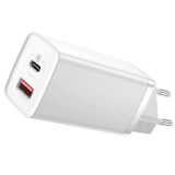 Мережевий зарядний пристрій Baseus GaN2 Lite Quick Charger (USB + Type-C, 65W) CCGAN2L-B — White (141801W)