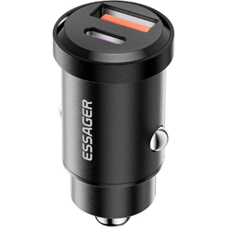 Автомобильное зарядное устройство ESSAGER Gyroscope Mini 45W (Type-C + USB) ECCAC45-TL01-Z - Black: фото 2 из 10