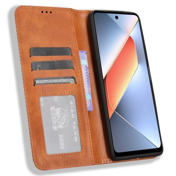 Чехол Deexe Retro Style для TECNO Pova 6 Neo - Brown: фото 2 из 7