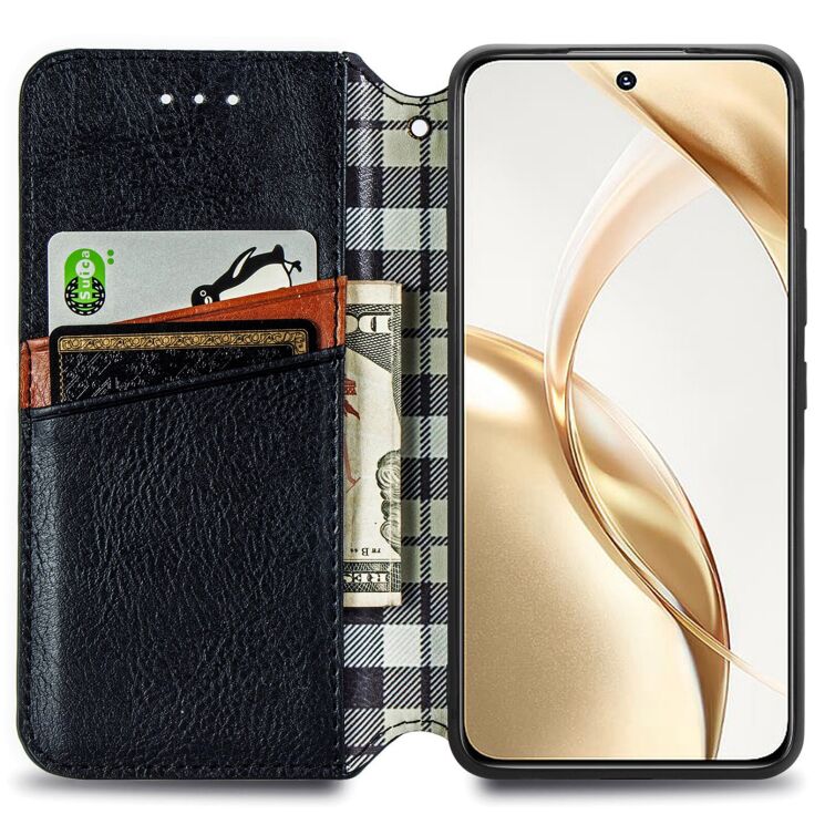 Чехол Deexe Rhombus Wallet для Honor 200 - Black: фото 2 из 9
