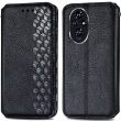 Чехол Deexe Rhombus Wallet для Honor 200 - Black (364143B)