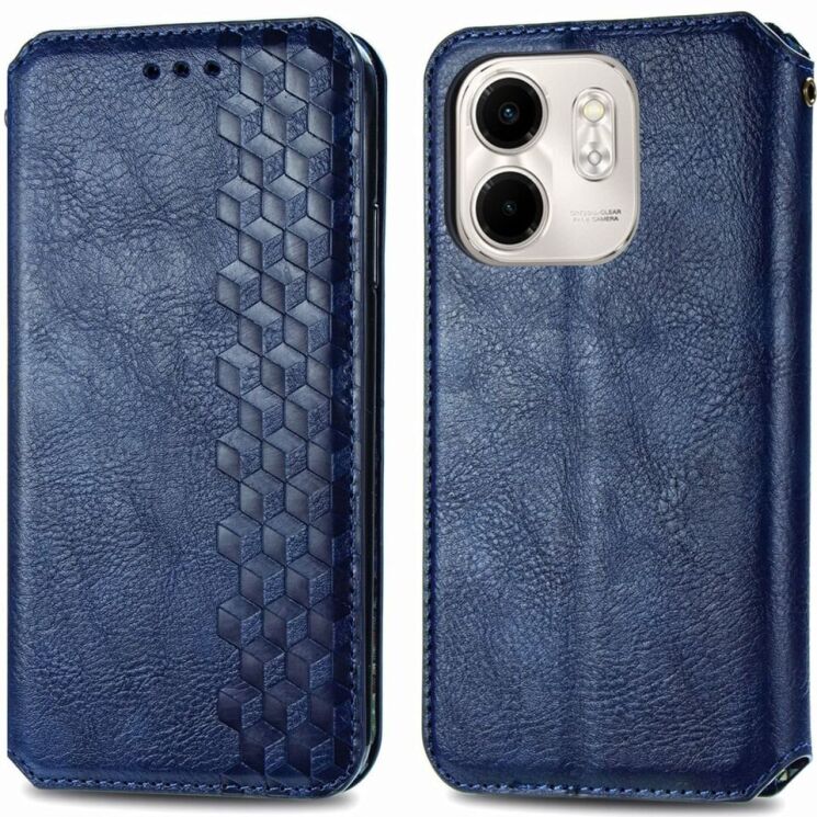 Чехол Deexe Rhombus Wallet для Infinix Smart 9 (X6532) - Blue: фото 1 из 10