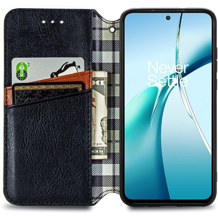 Чохол Deexe Rhombus Wallet для Motorola Moto G77 - Black: фото 3 з 8