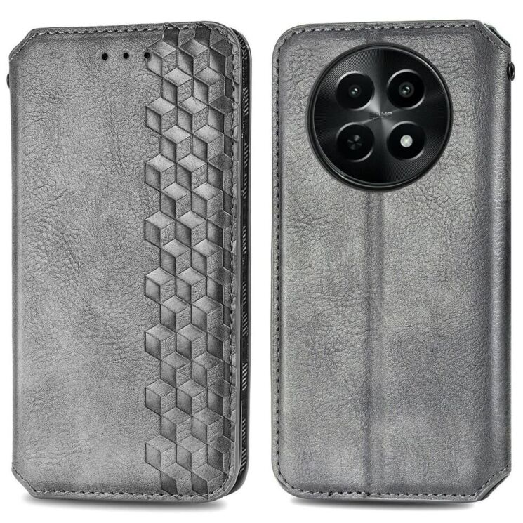 Чехол Deexe Rhombus Wallet для Realme 12 5G - Grey: фото 1 из 6